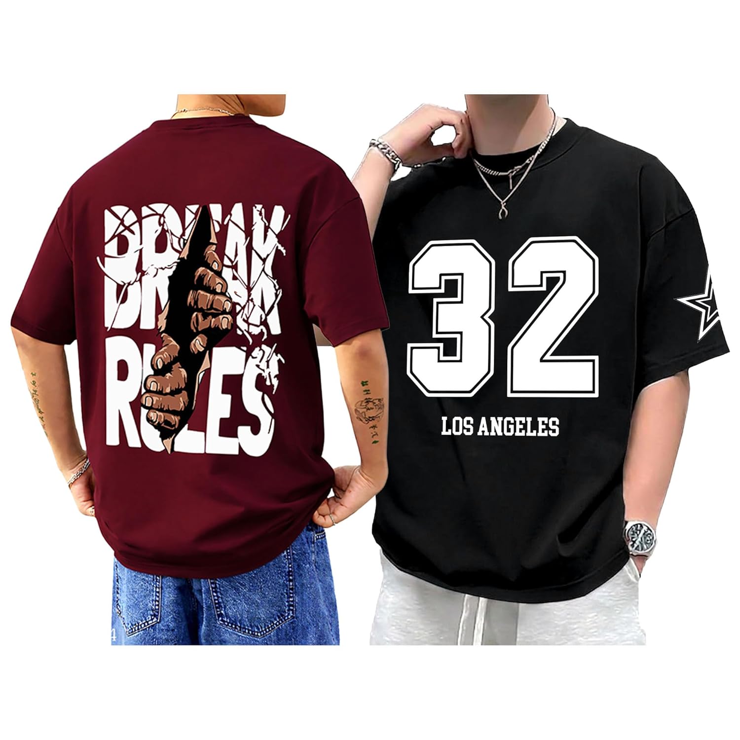 AUSK Baggy Hip-Hop T-Shirt for Men - Graphic Printed T Shirts || Oversized Men Tshirt || T-Shirts