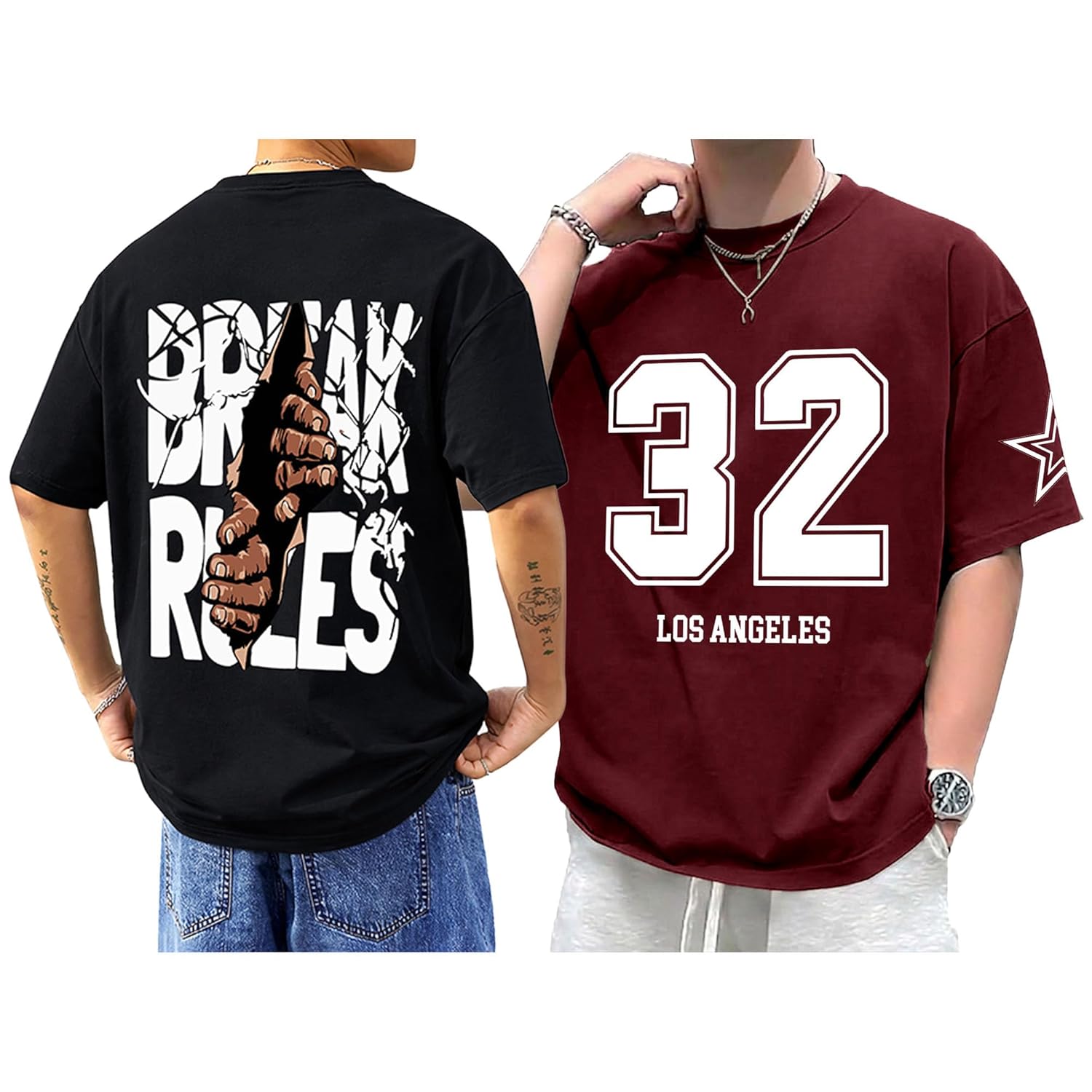 AUSK Baggy Hip-Hop T-Shirt for Men - Graphic Printed T Shirts || Oversized Men Tshirt || T-Shirts