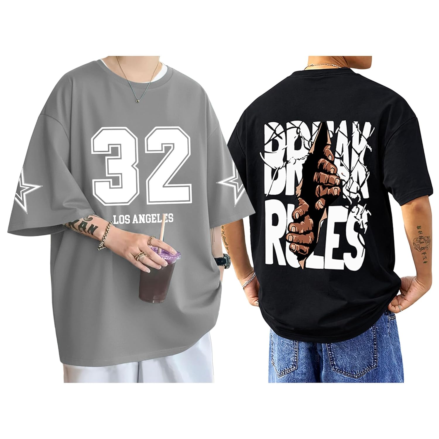 AUSK Baggy Hip-Hop T-Shirt for Men - Graphic Printed T Shirts || Oversized Men Tshirt || T-Shirts